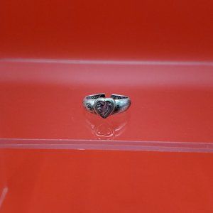 Size 2.5 925 Sterling Silver Heavily Tarnished Clear CZ Heart Ring